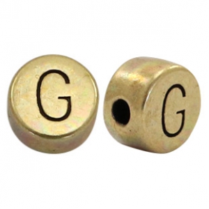 Perles alphabet en m&eacute;tal DQ lettre G bronze antique (sans nickel)