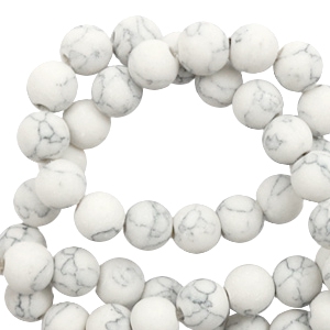 Pierres naturelles au look marbr&eacute; 8mm mat blanc
