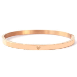 Bracelets en acier inox avec c&oelig;ur Dor&eacute; ros&eacute;