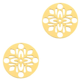 Pendentifs boh&egrave;mes rond 14mm dor&eacute;
