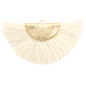 Pendentifs pompon Dor&eacute;-blanc cass&eacute;