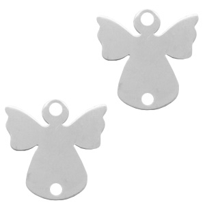 Breloques en acier inox intercalaire ange Argent&eacute;
