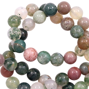 Pierres naturelles Calc&eacute;doine (Quartz) et Jaspis 4mm Vert m&eacute;lang&eacute;