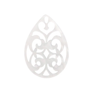 Pendentifs en r&eacute;sine goutte baroque 38x27mm Blanc vif