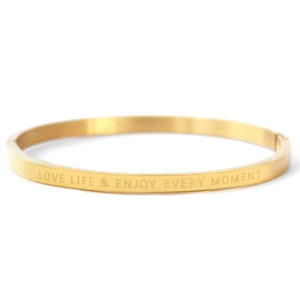 Bracelets en acier inox "LOVE LIFE AND ENJOY EVERY MOMENT" Dor&eacute;