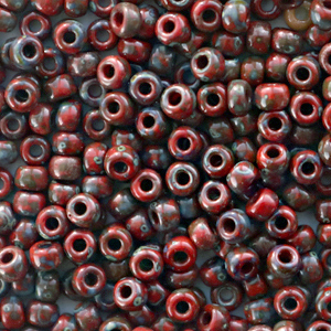 Perles de rocailles Miyuki 8/0 Opaque picasso red 8-4513