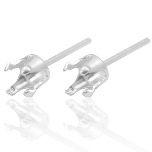 Argent 925 appr&ecirc;ts boucles d'oreilles clous avec serti pour Swarovski PP32 (4mm) Argent