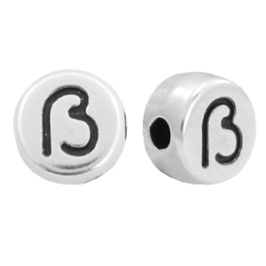 Perles lettres en m&eacute;tal DQ &szlig; Argent&eacute; antique (sans nickel)