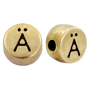 Perles lettres en m&eacute;tal DQ &Auml; Bronze antique (sans nickel)