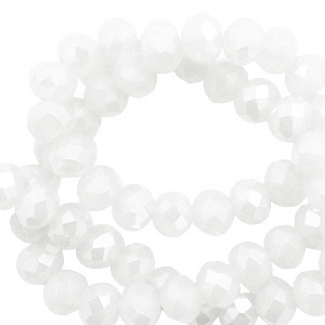 Perles &agrave; facettes 6x4mm disque Blanc-pearl shine coating