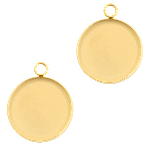 Appr&ecirc;ts en acier inox breloque / serti pour cabochon 20mm Dor&eacute;
