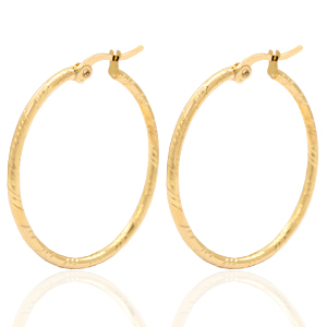 Boucles d'oreilles en acier inox cr&eacute;oles 33mm Dor&eacute;