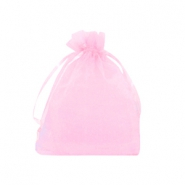 Sachet &agrave; bijoux en organza 7x9cm rose