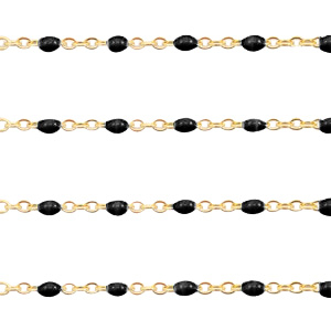 Appr&ecirc;ts en acier inox cha&icirc;ne maille jaseron 1mm Noir-dor&eacute;