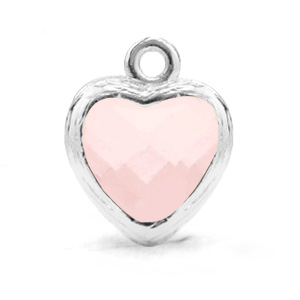 Pendentifs en verre Crystal Glass c&oelig;ur Rose alabaster-argent&eacute;