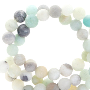 Pierres naturelles Calc&eacute;doine (Quartz) 4mm mat Bleu-gris multicolore