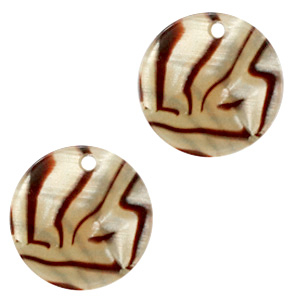 Pendentifs en r&eacute;sine rond 12mm Beige encens