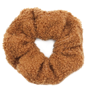 Chouchou pour cheveux polaire peluche Marron