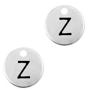 Breloques en m&eacute;tal DQ lettre Z Argent&eacute; antique (sans nickel)