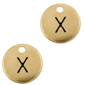 Breloques en m&eacute;tal DQ lettre X Bronze antique (sans nickel)