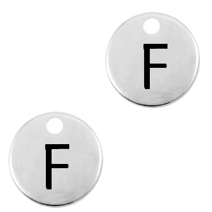 Breloques en m&eacute;tal DQ lettre F Argent&eacute; antique (sans nickel)