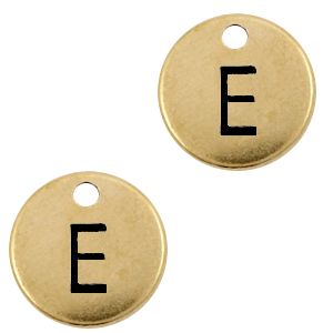 Breloques en m&eacute;tal DQ lettre E Bronze antique (sans nickel)
