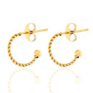 Boucles d'oreilles en acier inox cr&eacute;oles 12mm Dor&eacute;