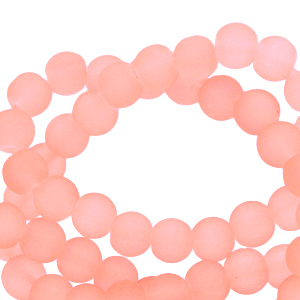 Perles en verre 6 mm mat Orange corail ne&oacute;n