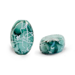Perles en verre ovale 8x11mm Bleu adriatique-silverline