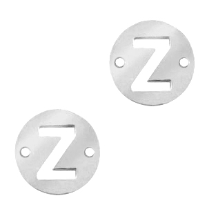 Breloques en acier inox connecteur lettre Z rond 10mm Argent&eacute;