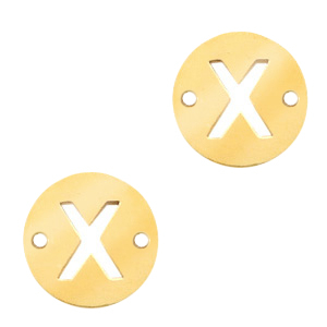 Breloques en acier inox connecteur lettre X rond 10mm Dor&eacute;
