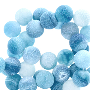 Pierres naturelles Calc&eacute;doine (Quartz) et Agate 8mm Bleu ciel