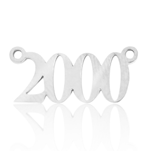 Breloques en acier Inox connecteur ann&eacute;e 2000 Argent&eacute;