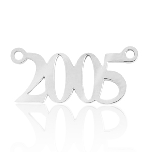 Breloques en acier Inox connecteur ann&eacute;e 2005 Argent&eacute;