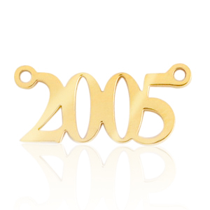 Breloques en acier Inox connecteur ann&eacute;e 2005 Dor&eacute;