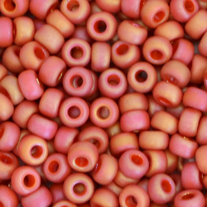 Perles de rocailles Miyuki 6/0 Opaque glazed frosted rainbow cardinal red 6-4695