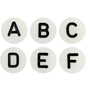 Perles lettres acryliques glow-in-the-dark m&eacute;lange Gris transparent-noir