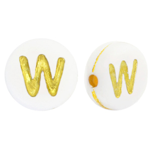 Perles lettres acryliques W Blanc-dor&eacute;