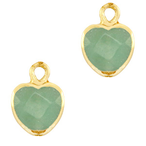 Pierres naturelles pendentifs coeur Vert oc&eacute;an-dor&eacute;