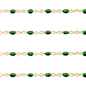 Appr&ecirc;ts en acier inox cha&icirc;ne maille jaseron 1mm&nbsp;Vert ultramarine-dor&eacute;