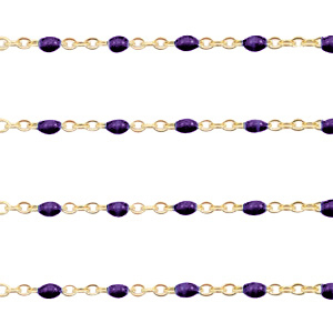 Appr&ecirc;ts en acier inox cha&icirc;ne maille jaseron 1mm&nbsp;Violet royal-dor&eacute;