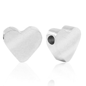 Perles en acier Inox c&oelig;ur Argent&eacute;