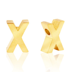 Perles en acier Inox lettre X Dor&eacute;