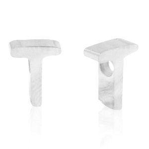 Perles en acier Inox lettre T Argent&eacute;