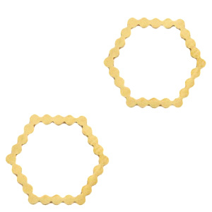 Breloques en acier inox connecteur hexagone Dor&eacute;