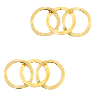 Breloques en acier inox connecteur triple cercle Dor&eacute;