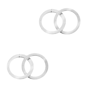 Breloques en acier inox connecteur double cercle Argent&eacute;