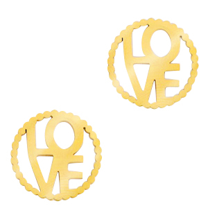 Breloques en acier inox connecteur "LOVE" Dor&eacute;
