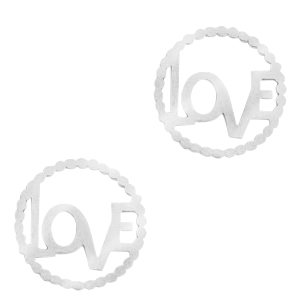 Breloques en acier inox connecteur "LOVE" Argent&eacute;