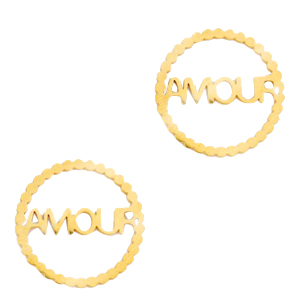 Breloques en acier inox connecteur "AMOUR" Dor&eacute;